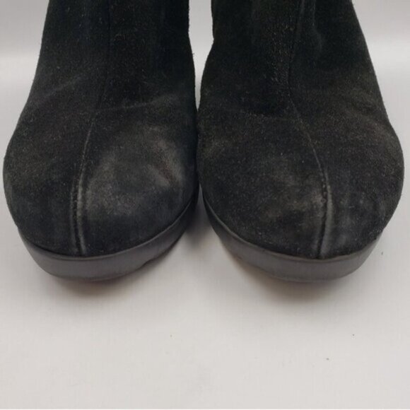 La Canadienne Black Suede Heeled Ankle Boots Size 8.5 Side Zip Treads Winter - Picture 5 of 14